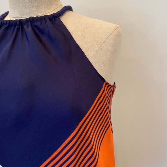 Rachel Roy Womens Navy Orange White Handkerchief Sleeveless Dress / Size S - Picture 4 of 14